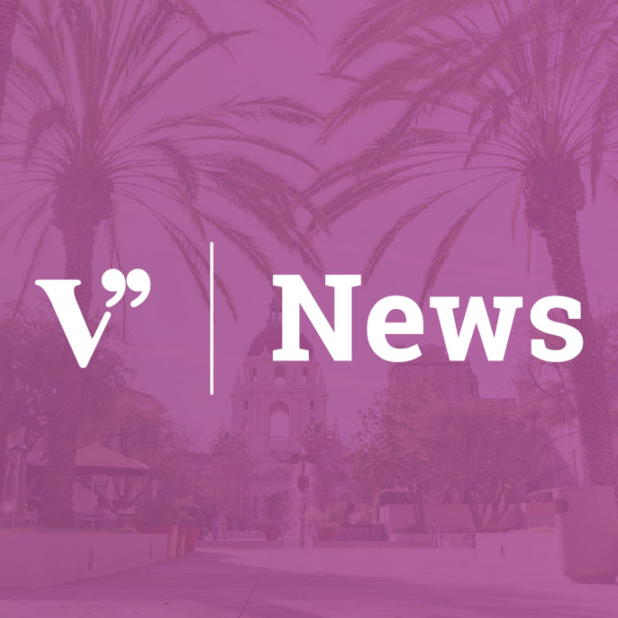 V 新闻 text over purple background