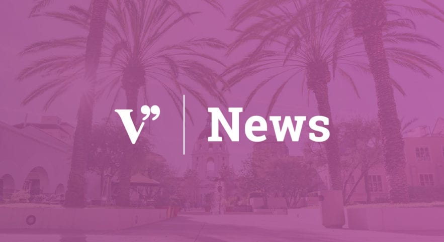 V 新闻 text over purple background